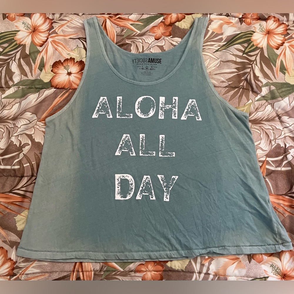 Society Amuse Women’s Crop Top Tank Top Size Large Aloha All Day